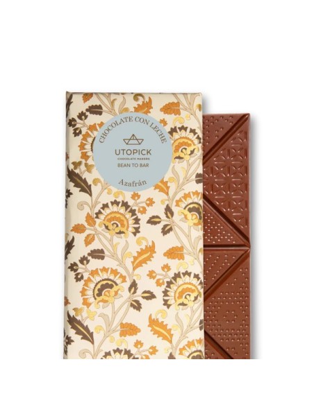 Chocolate con leche 56% cacao y azafrán de Teruel