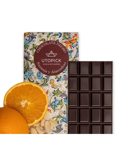 Chocolate negro 70% con naranja y almendras