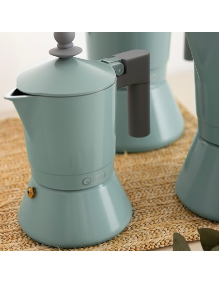 Cafetera aluminio fundido verde y gris 3 tazas