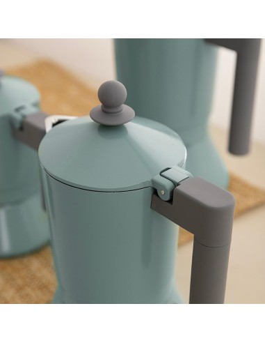 Cafetera aluminio fundido verde y gris 3 tazas