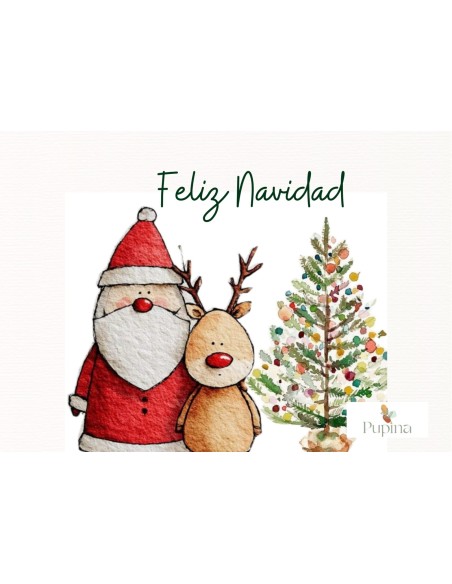 Postal Navidad- Noel y elfo