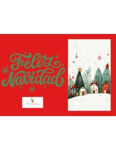 Postal Navidad- Rojo casitas